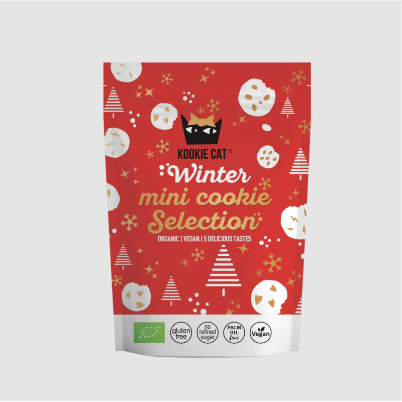 Χριστουγεννιάτικα Mini Βιολογικά Μπισκότα Βρώμης σε 5 Γεύσεις Kookie Cat Roobar 250gr